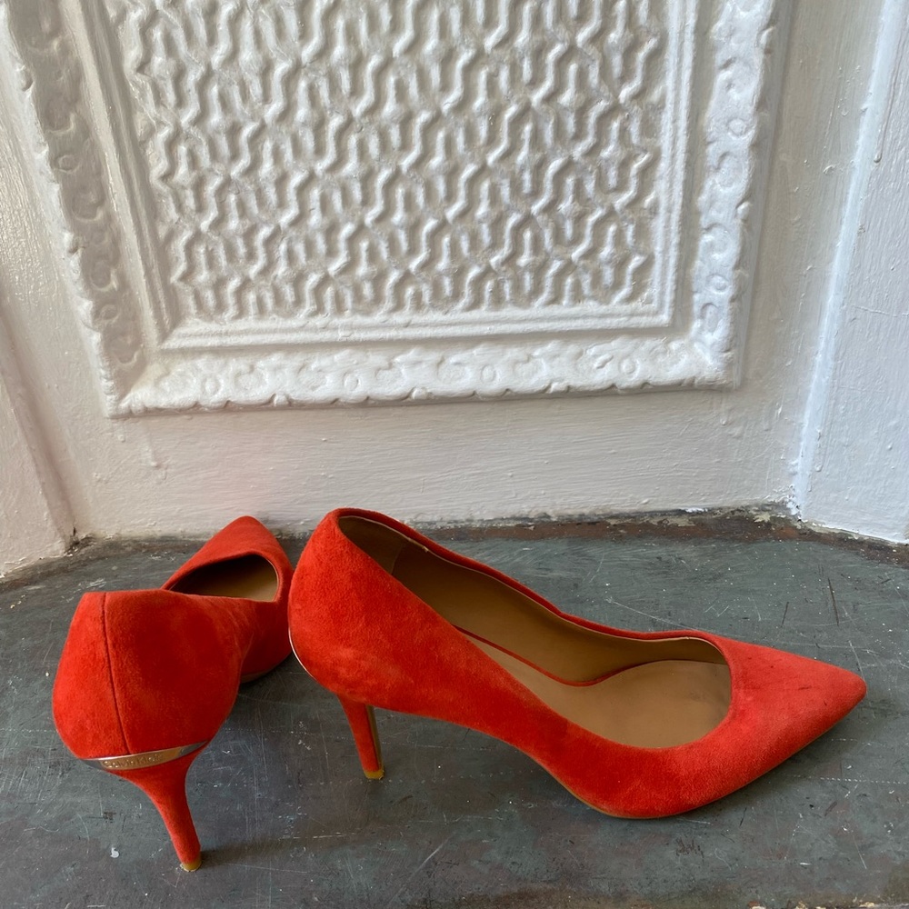 Calvin Klein red suede heels